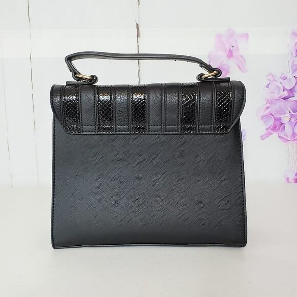 Dune London Embossed Patent Folded Front Vegan Leather Satchel Bag - Picture 2 of 10